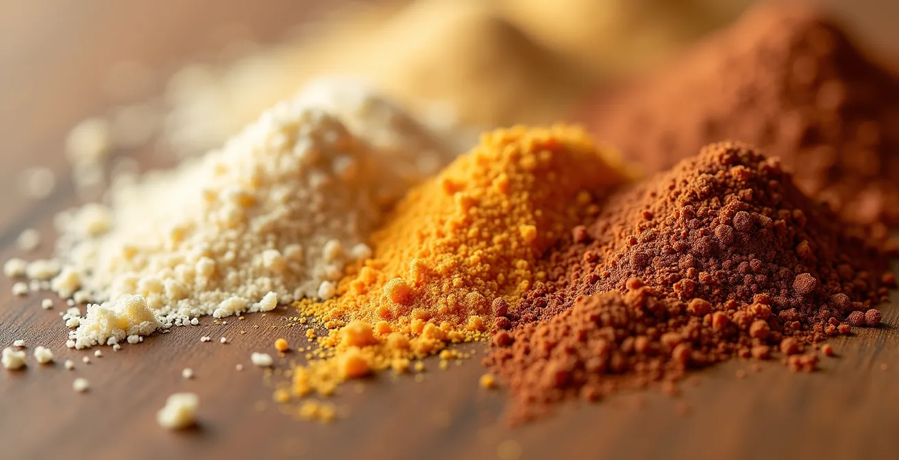 Gros plan sur des granulés d'engrais organiques avec différentes textures et couleurs