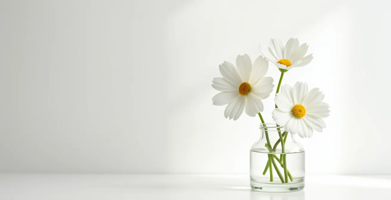 Composition florale asymétrique montrant le mouvement naturel des tiges